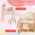 thumbnail image 3 of Resenkos Kids Vanity Table and Chair Set with Drawer Shelf and Rabbit Mirror-White, Kids Makeup Vanity for Girls Kids, 3 of 9
