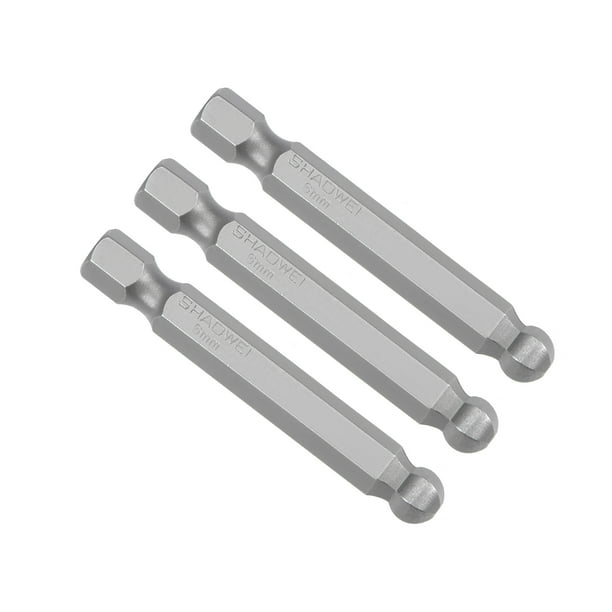 3Pcs Ball End Hex Bits 1 4 Inch Hex Shank 2 Inch Length Magnetic