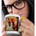 thumbnail image 2 of 3drose, Sorrel Western Horse Grunge, 11oz Two-tone Yellow Mug, 2 of 6