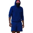 thumbnail image 2 of 2 Piece Sweatsuits for Men Outfits Sets Loose Plain Hoodie and Shorts Sportswear Casual Fall Sweat Suit (XXS, Blue), 2 of 6