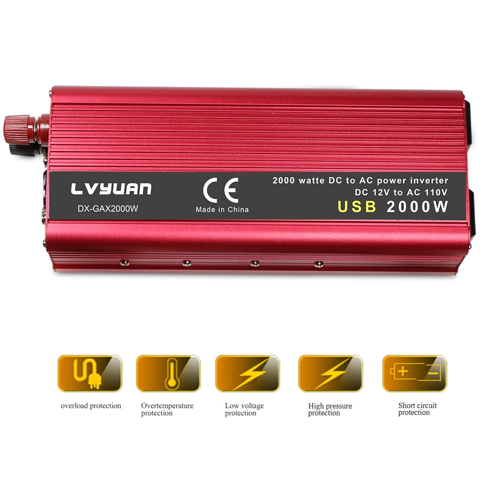 Yinleader Power Inverter 1000W/2000W(Peak) DC to AC 12V to 110V 1000W Car Inverter DC 12V Inverter with 3.1A USB Car Adapter