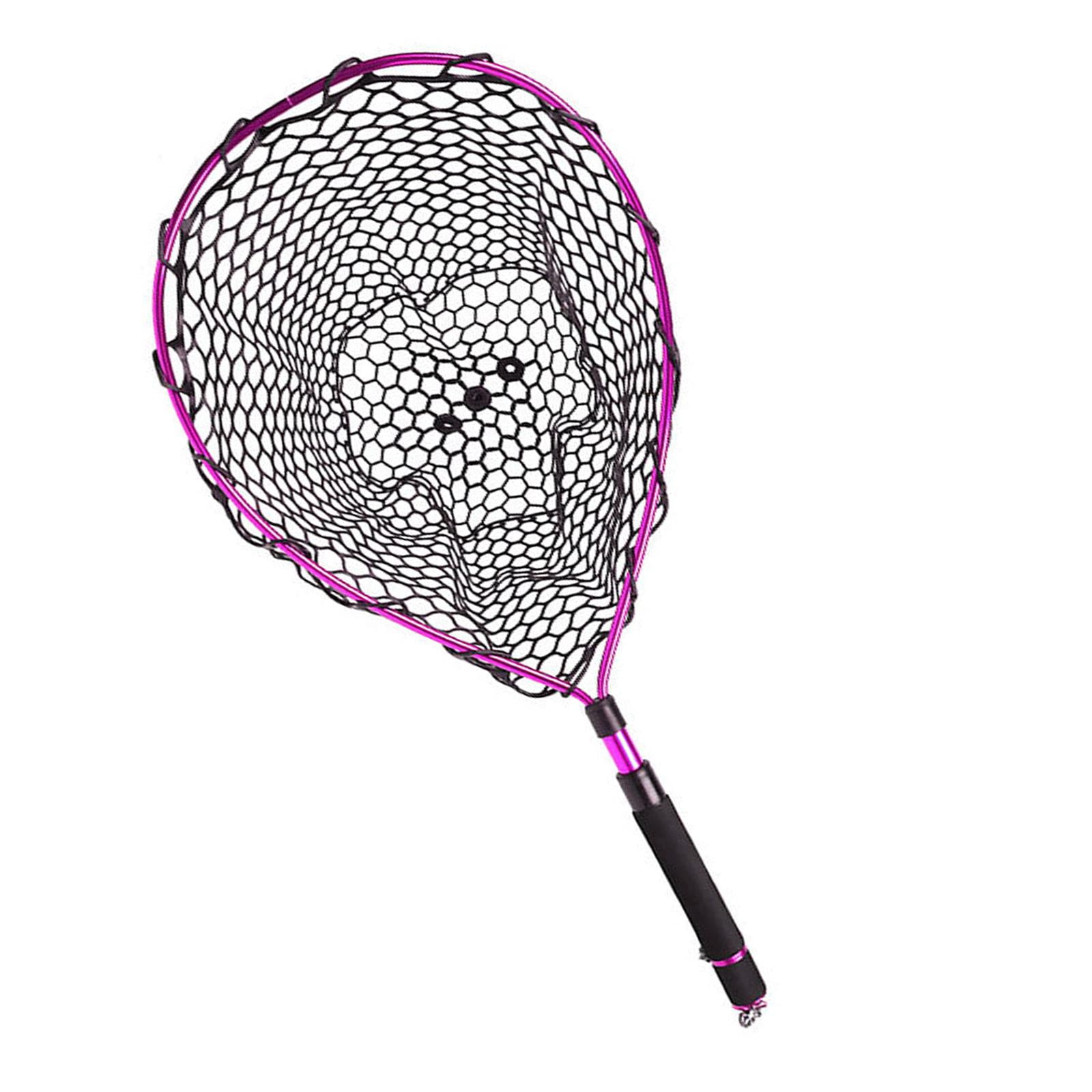 Wswqop Fishing Net Landing Net Foldable T for Kids Adults EVA Handle Catching Releasing Rose Pink