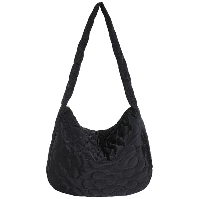 Bolso Hobo Plumón para Mujer Bolso Informal Ligero Bolso para Citas Diarias (negro)