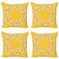 thumbnail image 1 of Ambesonne Floral Throw Pillow Cover 4 Pack, Floral Wreath with Magnolias, 20", Mustard Dark Peach, 1 of 2