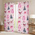 thumbnail image 3 of Feelyou Merry Christmas Child Black Out Curtains, Pink Princess Bowknot Curtains Pack of 2 (42x63 Each), Reindeer Santa Claus Bedroom Curtains, Blackout Curtains Room Decor, 3 of 7