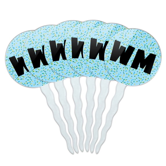 Wm Cupcake Picks Toppers - Set of 6 - Blue Speckles