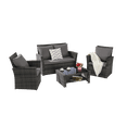 thumbnail image 5 of Leumius 4 Piece Patio Furniture Set,Outdoor Patio Furniture Set All-Weather Rattan Wicker Patio Conversation Set with Tempered Glass Coffee Table & Cushions for Garden & Backyard,Dark Gray, 5 of 10