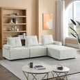 thumbnail image 4 of 99'' Modular Sectional Sofa Couch for Living Room, Modern Tufted L-Shape Sectional Sofa Couch with Convertible Chaise Ottoman,DIY Combination for Office Apartment,White, 4 of 7