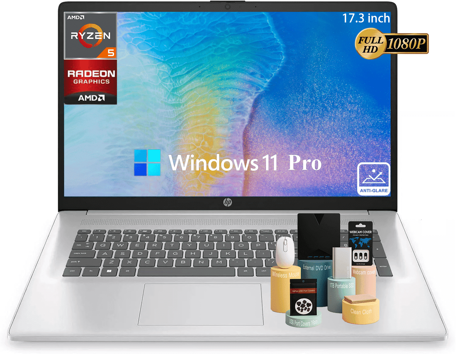 HP 17 inch Laptop, Microsoft Office 2024 Lifetime License