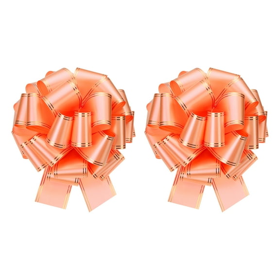 2pcs 12 Inch Giant Large Pull Bow Big Metallic Car Bows Ribbon with Gold Edge for Gift Christmas, Rose Gold