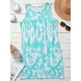 thumbnail image 6 of Deago Women’s Casual Tie Dye Short Dress Crew Neck Sleeveless Loose T Shirt Summer Tank Beach Sundress (Green, M), 6 of 8