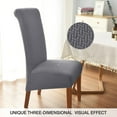 thumbnail image 4 of Large Chair Covers for Dining Room, Geometric Jacquard Slipcover for Large Dining Chair, Soft Stretch Washable Removable Parsons Chair Protector,Set of 2,Dark Gray, 4 of 7