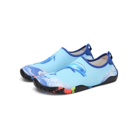 

Woobling Girls Boys Water Shoes Surf Aqua Socks Quick Dry Beach Shoe Womens Mens Barefoot Casual Swim Slip-resistant Dolphin Blue 1Y