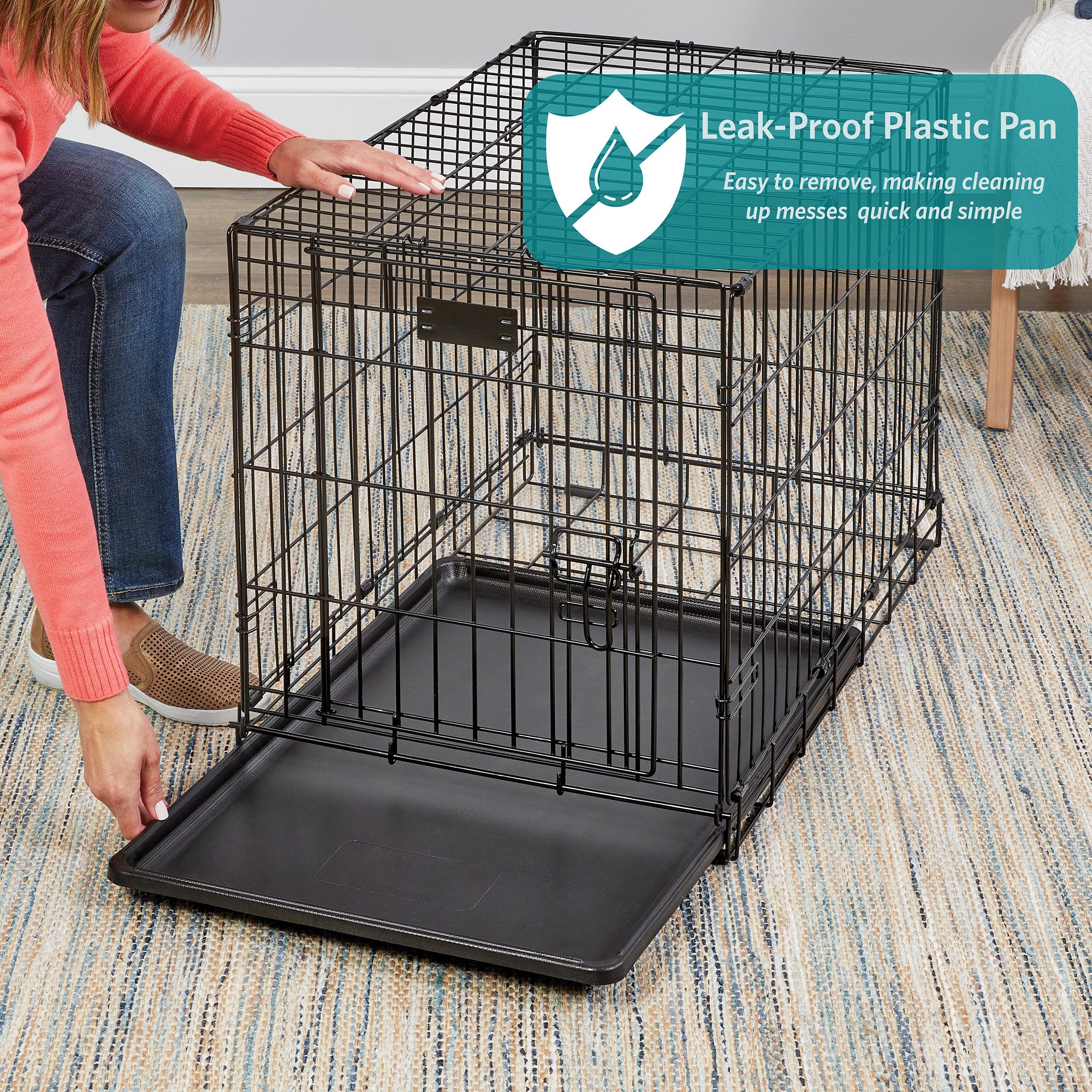 Medium Dog Crate | MidWest iCrate 30" Double Door Folding Metal Dog Crate | Divider Panel, Floor Protecting Feet & Dog Pan | 30L x 19W x 21H Inches, Medium Dog Breed - image 3 of 7