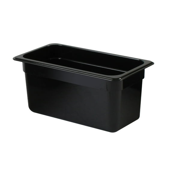 Excellante Third size 6" deep polycarbonate food pan, black, NSF certified, comes in each