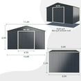 thumbnail image 3 of Costway 11' x 8' Metal Storage Shed for Garden and Tools w/Sliding Double Lockable Doors, 3 of 9