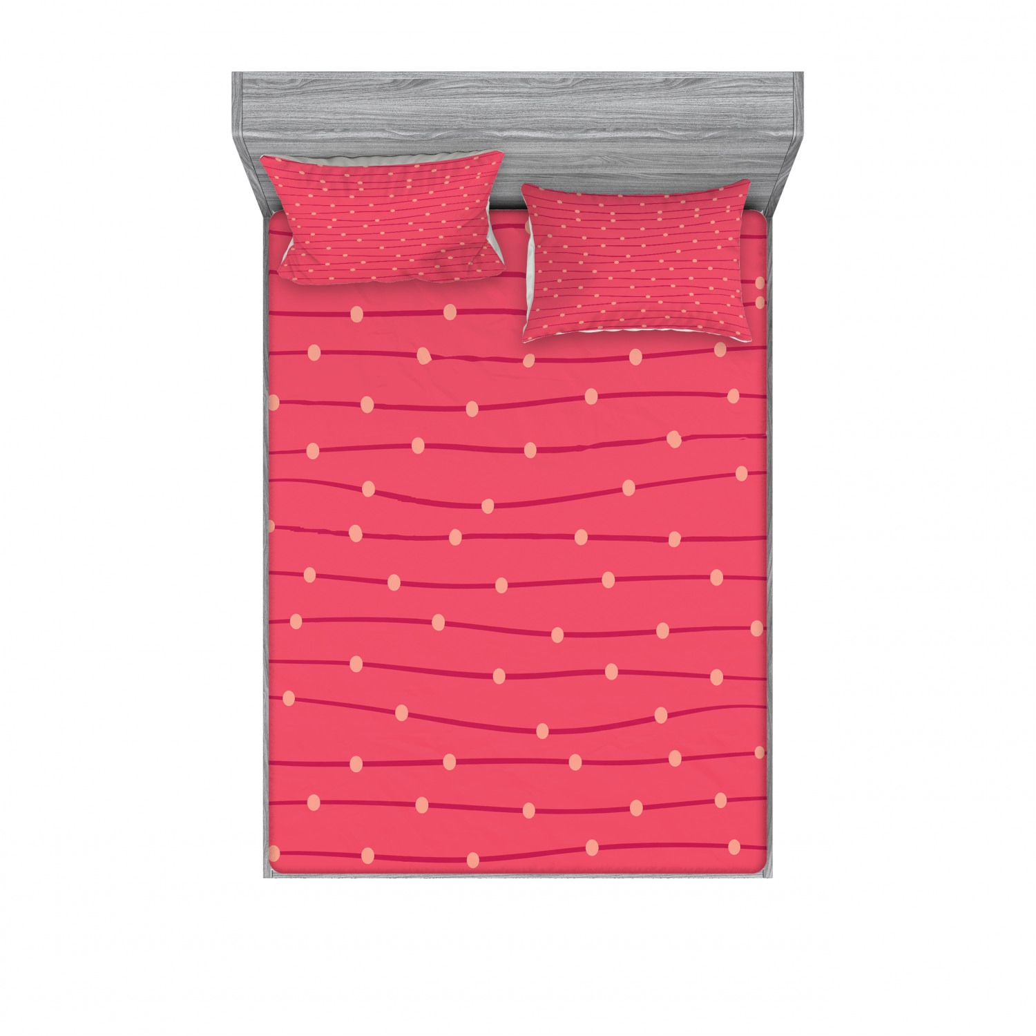 Geometric Bedding Set with Sheet & Covers, Horizontally Parallel Pink