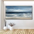 thumbnail image 5 of Large White Ocean Wave Abstract Oil Painting Blue Ocean Minimalist Painting On Canvas Large Blue Sky Painting Original Beach Seascape Wall Art,Unstretched,Frameless,(61*122cm)24*48Inches, 5 of 5