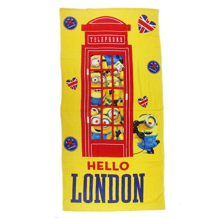 Minions Hello London Red Police Box Graphic Beach/Bath Towel
