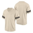 thumbnail image 5 of Bbyeadc Soccer Jerseys for Men Short Sleeve Cotton Striped Trim Jerseys V Neck Breathable Shirt Fashion Sport Game Sportswear,Brown (X-Large), 5 of 5
