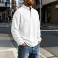 thumbnail image 6 of Long Sleeve Henley Shirts For Men Casual Button Down Shirt Golf Pullover V Neck Stand Collar Fashion Fall Sweatshirt White L, 6 of 6