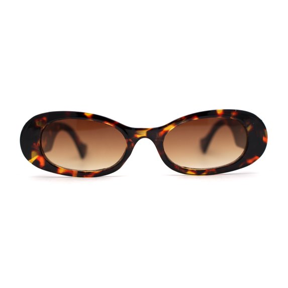 SA106 Womens Minimal Mod Oval Plastic Sunglasses Tortoise Brown