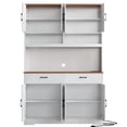 thumbnail image 4 of Hiphuta Farmhouse Kitchen Pantry Storage Cabinet, 75”H Freestanding Hutch with 8 Doors and 2 Drawers for Dining and Living Room, Ash Gray, 4 of 7