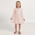 thumbnail image 2 of Hotiary 2-7Y Girls Fall Winter Casual Ribbed Knit Dresses Ruffle Long Sleeve Sweater Dress Button Party Holiday Dress, 2 of 8