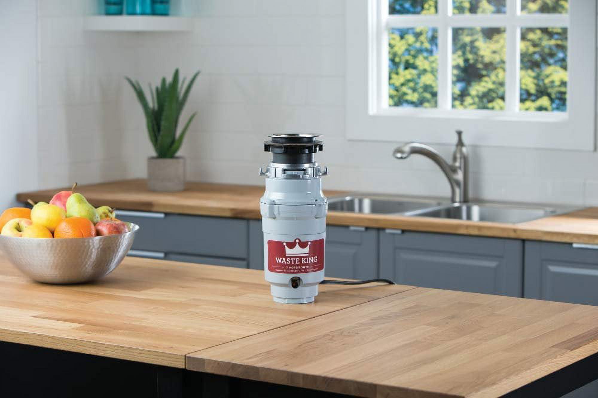 Waste King Garbage Disposal L-1001 with Power Cord - 1/2 HP Continuous Feed - Multicolor — Residential Use, Standard Application