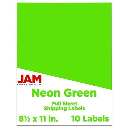 UPC: 0707152625425 | JAM Paper & Envelope Full Page Label Stickers  8.5 in x 11 in  Neon Green  10 per Pack