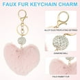 thumbnail image 3 of Uxcell Faux Fur Pom Pom Keychain Artificial Cute Puff Ball Keychain Heart Fluffy Charm Plush Pendant Pink, 3 of 6