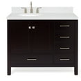 thumbnail image 2 of Ariel Cambridge 42 Inch Single Left Offset Oval Sink Bathroom Vanity With Carrara White Quartz Countertop 1.5 Edge In Espresso, 2 of 10