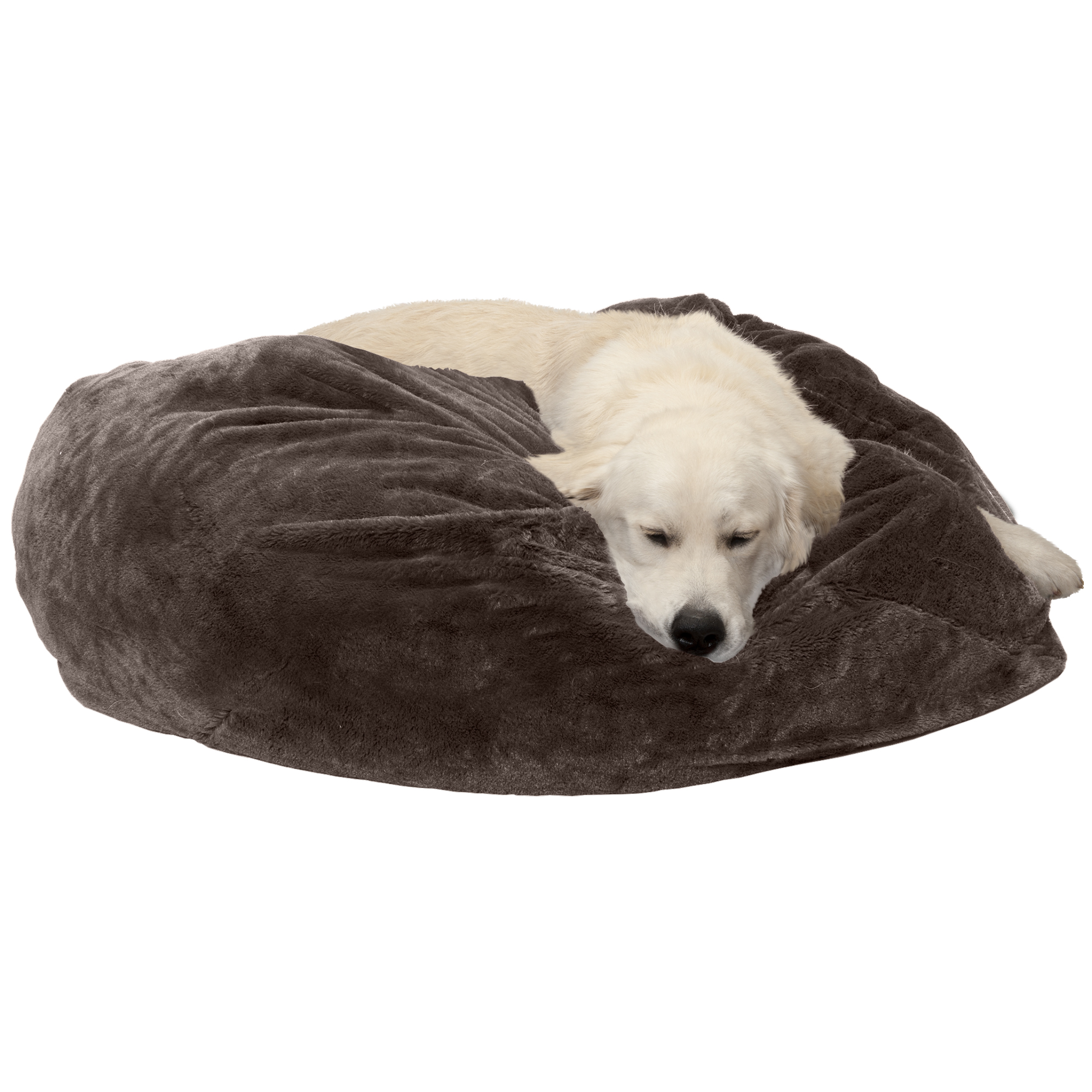 FurHaven Pet Dog Bed Round Plush Ball Pet Bed for Dogs & Cats