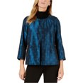 thumbnail image 1 of Anne Klein Womens Ikat Cropped Jacket, Blue, Large, 1 of 2