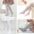 thumbnail image 6 of 2 Pack Baby Toddler Girl's Tights Cable Knit Mesh Leggings Little Girl Seamless Stockings Bows Cotton Pantyhose, XL(4-6 years), White + Pink, 6 of 7