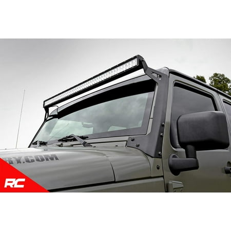 rough country - 70504 - 50-inch led light bar upper windshield mounting brackets (jeep jk / jku) for jeep: 07-17 wrangler jk 4wd, 07-17 wrangler unlimited jk