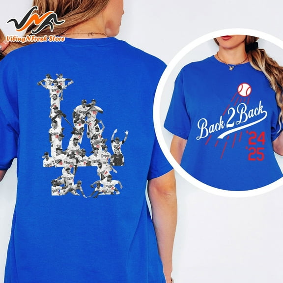 Back 2 Back Champions 2 Side T-Shirt, Unisex Dodgers Baseball, Sports Vintage