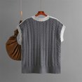 thumbnail image 2 of Giftesty Sweaters for Women Plus Size Women's Short Sleeve Pullover Casual Lightweight Soft Knit Sweater Double Sided Color Blocked Sweater, 2 of 5