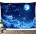 thumbnail image 3 of HVEST Fantasy Blue Cloud Tapestry Wall Hanging Blue Night Sky Moon Wall Tapestry for Bedroom Fantasy Landscape Aesthetic Tapestry for Living Room College Dorm Home Decor,92.5x70.9 inch, 3 of 5