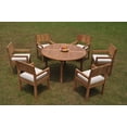 thumbnail image 4 of Grade-A Teak Dining Set: 6 Seater 7 Pc: 52" Round Table And 6 Veranda Arm Chairs Outdoor Patio WholesaleTeak #WMVRf, 4 of 4