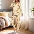 thumbnail image 3 of DISNIMO Rooster Pumpkin Printed Women's Pajamas Set Casual Button Down Nightwear Pj Sets Halloween Loungewear Long Sleeve Sleepwear with Long Pants, (Available in Plus Size), 3 of 6