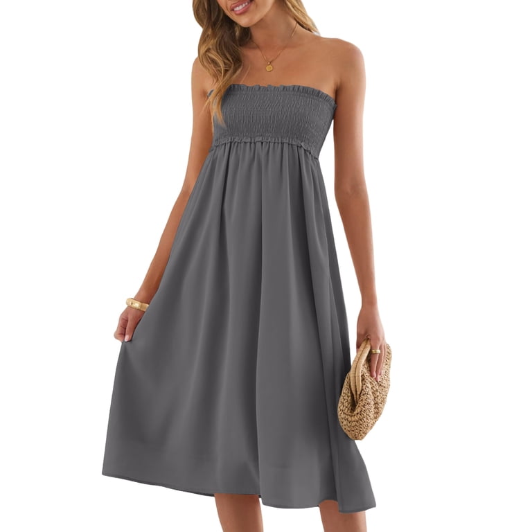 linen tube top dress Women's Linen Tube Maxi Dress, Dark Chocolate / XL by Naked Wardrobe