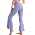 thumbnail image 2 of Womens Wide Leg Pants LSQii Fashion Elastic High Waist Flare Trousers with Pockets Solid Color Flared Pants Yoga Sport Gym Workout Wear Summer (Light Violet,XL), 2 of 7