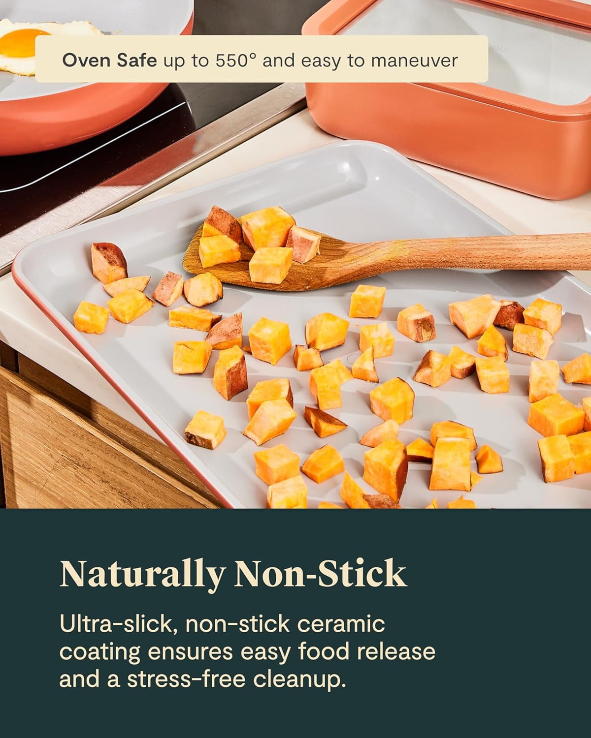 Caraway Nonstick Ceramic Small Baking Sheet (9x13”) – Oven Safe – Aluminized Steel Core – Mini Sheet Pan for Baking, Roasting & More - Marigold