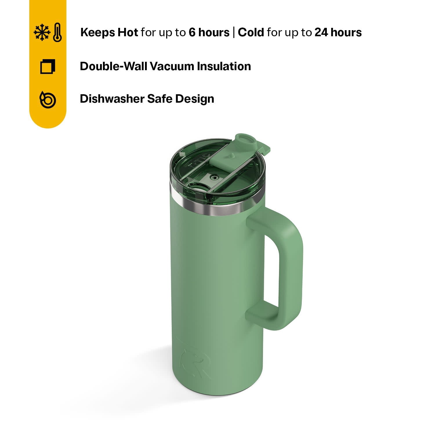 RTIC 20 oz Ceramic Lined Insulated Road Trip Travel Mug with Leak-Resistant Lid, Sage