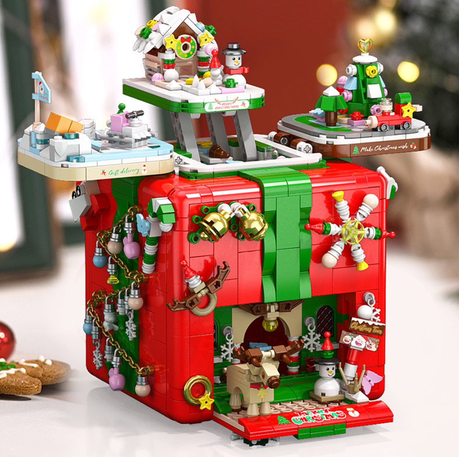 1873-Piece Christmas Building Blocks Kit , Christmas Building Toy Set, Educational Holiday Gift for Kids, Teens, and Adults