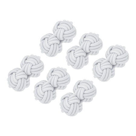 Uxcell 3 Pairs Silk Knot Cufflinks, Elastic Fabric Shirt Cufflinks, Twist Knot Dress Accessories Cuff Link for Men, Women, Business, Gift, Wedding, White
