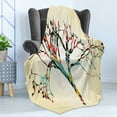 thumbnail image 4 of Modern Soft Flannel Fleece Blanket, Retro Vintage Style Colorful Design on Abstract Black Tree with Leaves Buds Artwork, Cozy Plush for Indoor and Outdoor Use, 70" x 90", Multicolor, by Ambesonne, 4 of 5