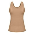 thumbnail image 6 of Women Thermal Tank Tops Thermal Fleece Lined Underwear Tops Warm Thermal Shirts Thermal Vest Sleeveless Camis Khaki XL, 6 of 6