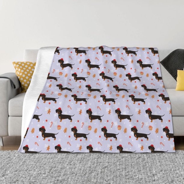 Fotbe Dachshund Dog Puppy Manta de Franela con Estampado, Manta Ultrasuave para Cama, Sofá, Auto, Hipoalergénica y Antibolitas-50"x40"